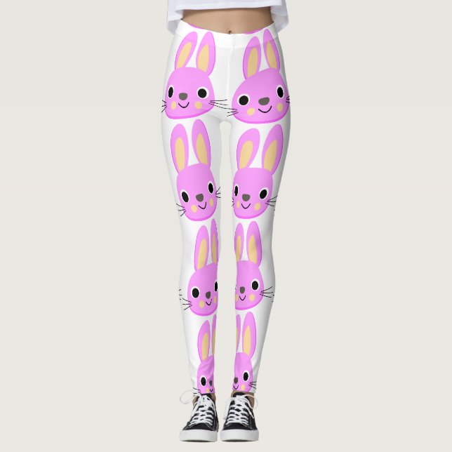 EASTER BUNNY PINK BUNNY LEGGINGS (Front)