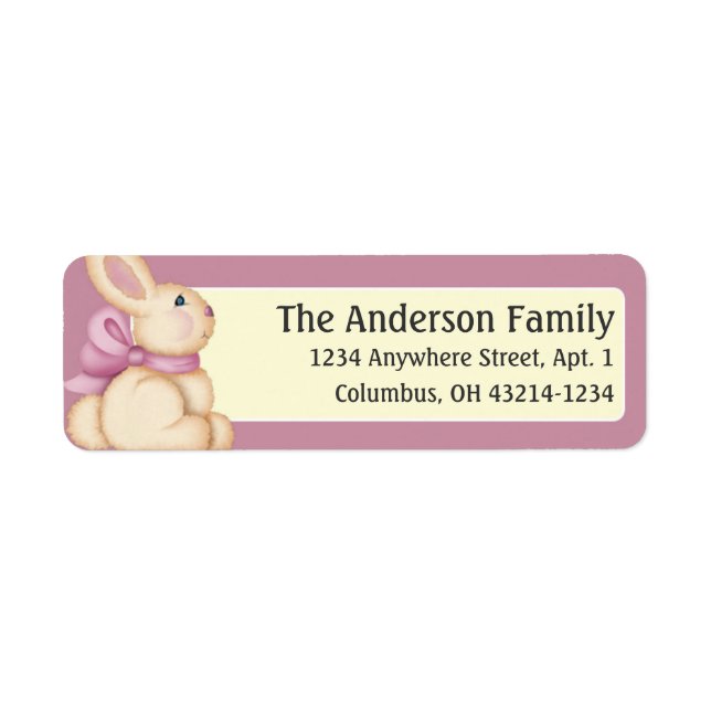 Easter Bunny Pink Colour d2 Return Address Labels (Front)