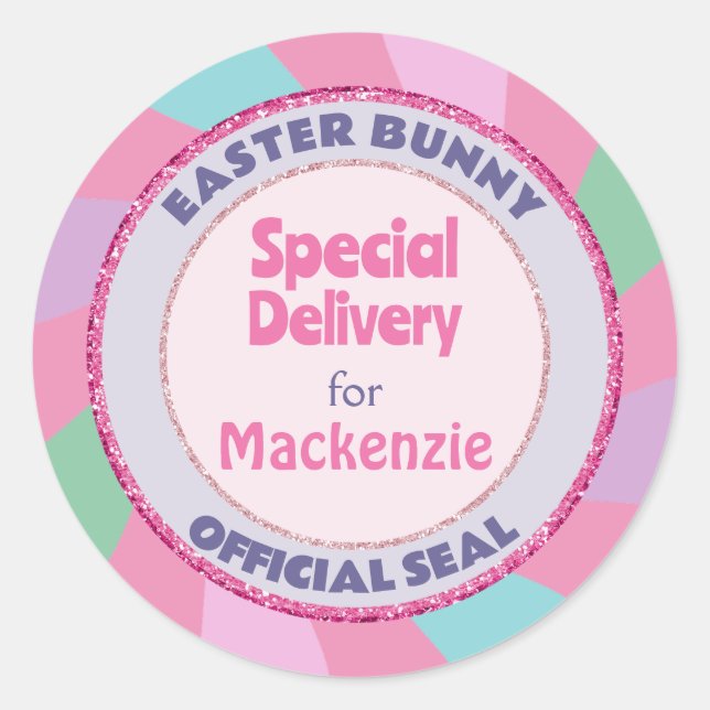 Easter Bunny Pink Glitter Official Seal (Front)