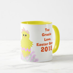 Easter Bunny Pink Green Chick Eggs Keepsake Mug