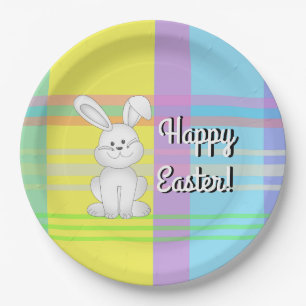 Easter Bunny Plaid Paper Plates