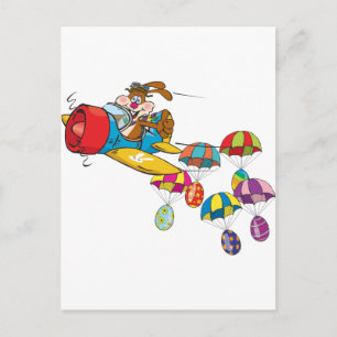 Easter bunny Plane Holiday Postcard