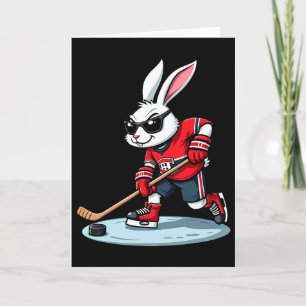 Easter Bunny Playing Hockey  Card