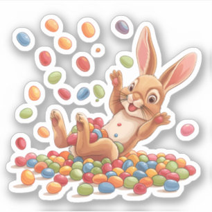Easter Bunny Playing in Jelly Beans