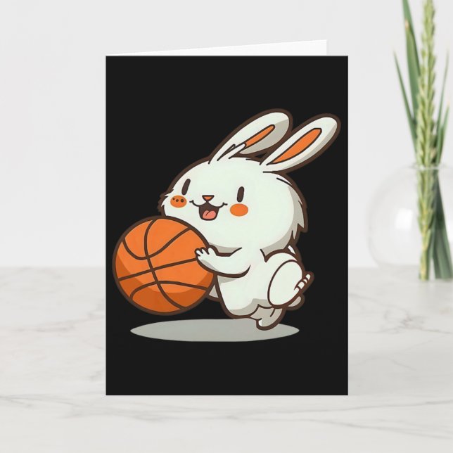 Easter Bunny Playing Sketll Design Sketll Easter  Card (Front)