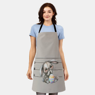Easter Bunny Police Lineup Apron