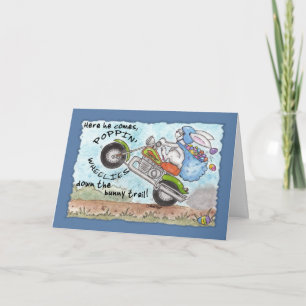 Easter Bunny Poppin' Wheelies Holiday Card