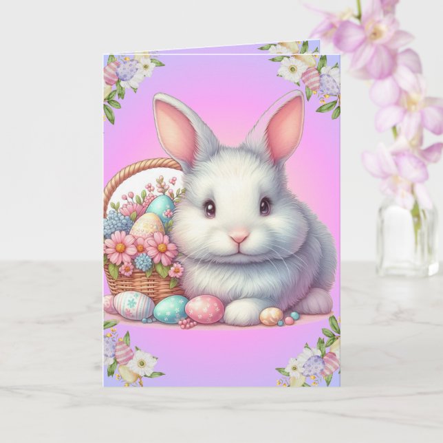 Easter Bunny Pretty Pastel Card (Orchid)
