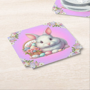 Easter Bunny Pretty Pastel Paper Coaster