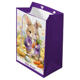 Easter Bunny Purple Jacket Baby Shower Medium Gift Bag