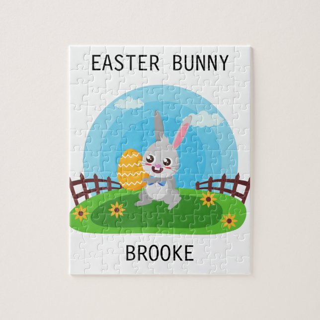 Easter bunny puzzle personalized. (Vertical)