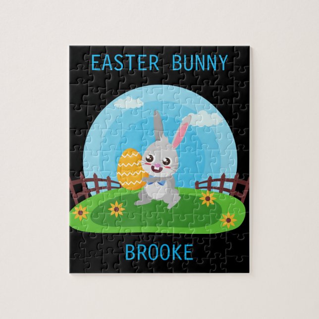 Easter bunny puzzle personalized. (Vertical)