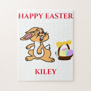 Easter bunny puzzle with personalized name.