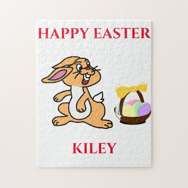 Easter bunny puzzle with personalized name. (Vertical)