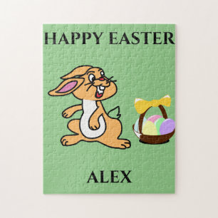 Easter bunny puzzle with personalized name.