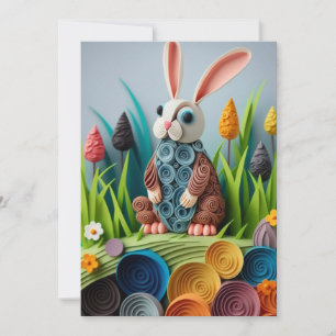 Easter Bunny Quilling Design Holiday Card