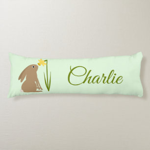Easter Bunny Rabbit and Daffodil flower Custom Body Pillow