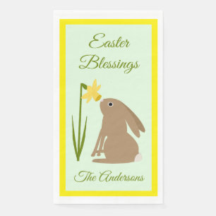 Easter Bunny Rabbit and Daffodil flower Custom Napkin