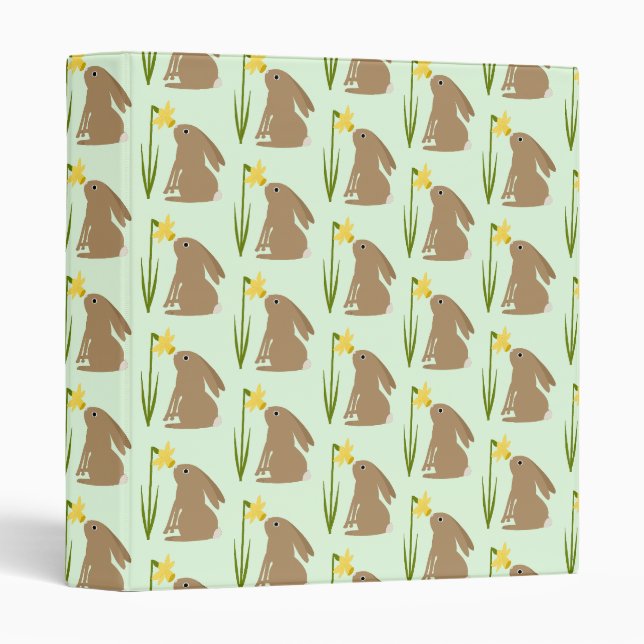 Easter Bunny Rabbit and Daffodil flower Patterned Binder (Front/Spine)