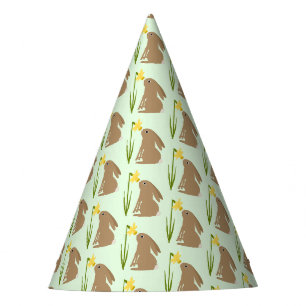 Easter Bunny Rabbit and Daffodil flower Patterned Party Hat