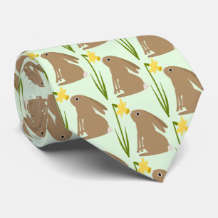 Easter Bunny Rabbit and Daffodil flower Patterned Tie
