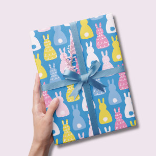 Easter Bunny Rabbit Blue pattern Wrapping Paper