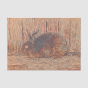 Easter Bunny Rabbit Brown Wood Grain Art Sketch Tissue Paper