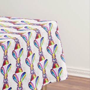 Easter Bunny Rabbit Bunnies Watercolor Colourful Tablecloth