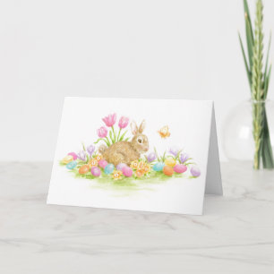 Easter Bunny Rabbit Coloured Eggs Spring Nature Card