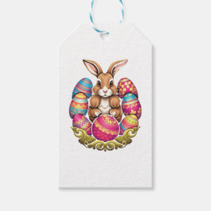 Easter Bunny Rabbit Colourful Eggs Easter Egg Hunt Gift Tags