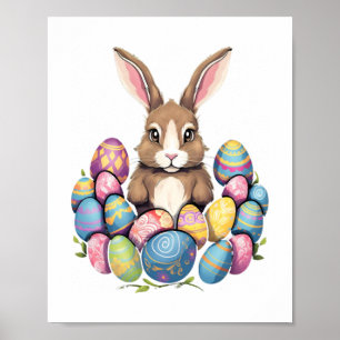Easter Bunny Rabbit Colourful Eggs Easter Egg Hunt Poster