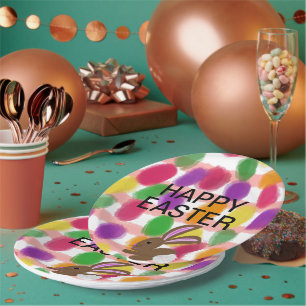 Easter Bunny Rabbit Colourful Eggs Paper Plate