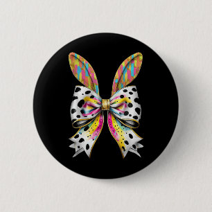Easter Bunny Rabbit Coquette Bow Happy Easter Girl 2 Inch Round Button