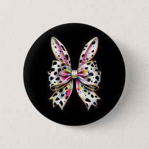 Easter Bunny Rabbit Coquette Bow Happy Easter Girl 2 Inch Round Button