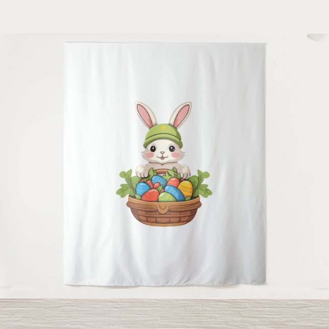 Easter Bunny Rabbit Easter Day Egg Basket  Tapestry (Front)