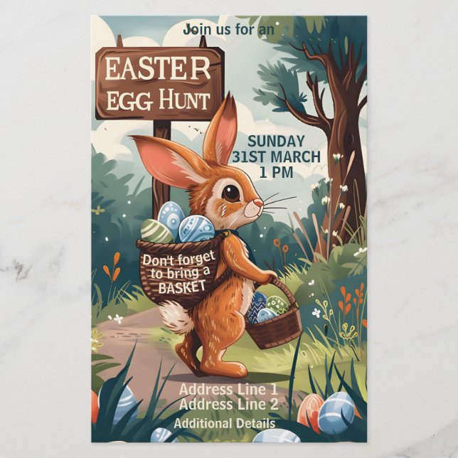 Easter Bunny Rabbit - Easter Egg Hunt Flyer (Front)