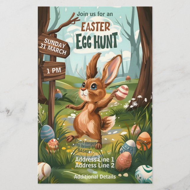 Easter Bunny Rabbit - Easter Egg Hunt Flyer (Front)