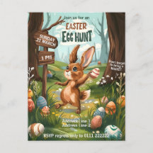Easter Bunny Rabbit - Easter Egg Hunt Invitation