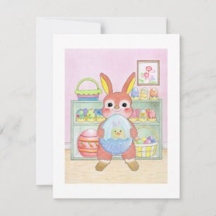 Easter Bunny Rabbit Eggs Kids Flat Card