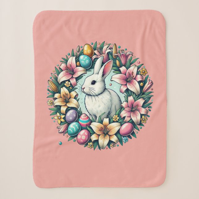 Easter Bunny Rabbit Eggs                           Sherpa Blanket (Front)