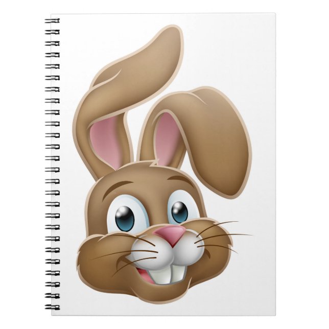 Easter Bunny Rabbit Face Cartoon Notebook (Front)