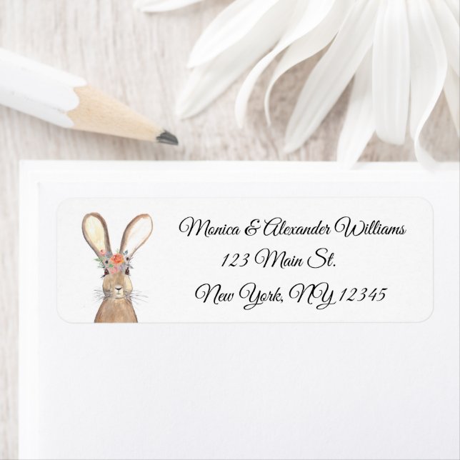 Easter Bunny Rabbit Hare Return Address Label (Insitu)