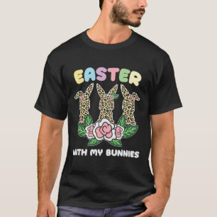 Easter Bunny Rabbit Leopard Trio Cute Easter Day 4 T-Shirt