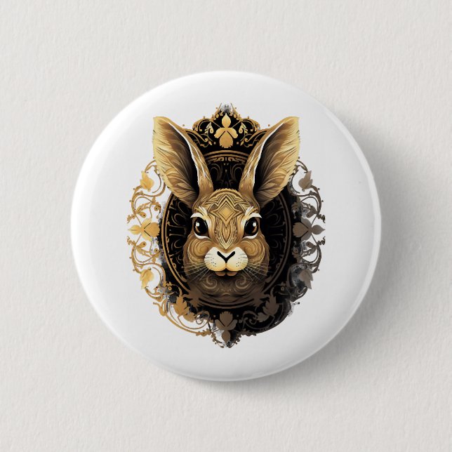 Easter Bunny Rabbit Mandala Arts Easter Day    2 Inch Round Button (Front)