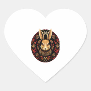 Easter Bunny Rabbit Mandala Arts Easter Day  Heart Sticker