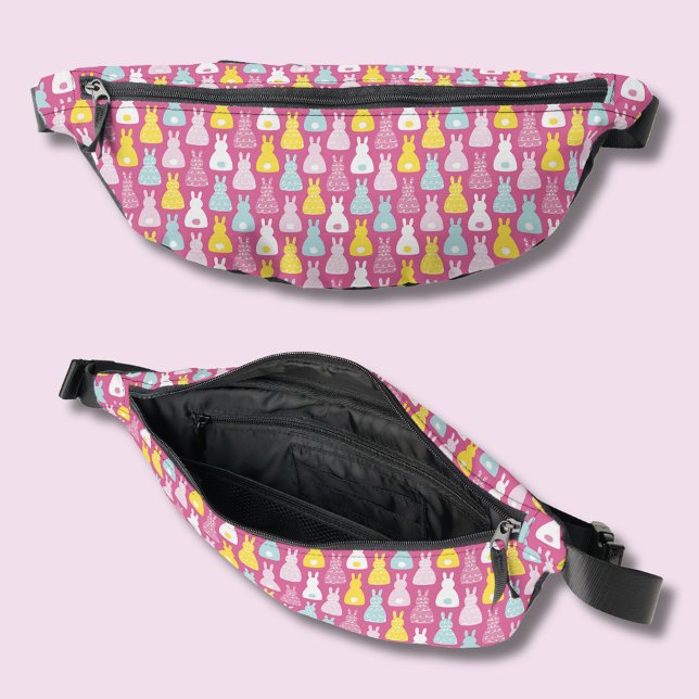 Easter Bunny Rabbit pattern Fanny Pack (Cute pink bunny fanny pack)