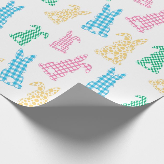 Easter Bunny Rabbit Plaid Wrapping Paper (Corner)