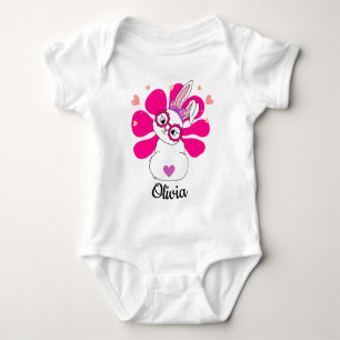 Easter bunny rabbit pretty personalized baby bodysuit