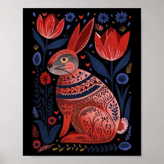Easter Bunny Rabbit Spring Norwegian Scandinavian  Poster (Front)