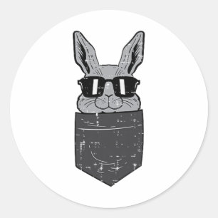 Easter Bunny Rabbit Sungles Pocket Cool Men Women  Classic Round Sticker